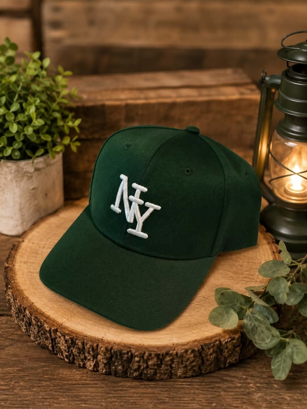 Dark Green NY Embroidered Baseball Cap